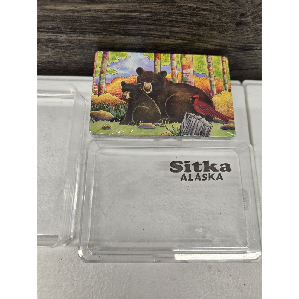 Sitka Alaska Souvenir Playing Cards Black Bear and Cub Forest Scene New Sealed